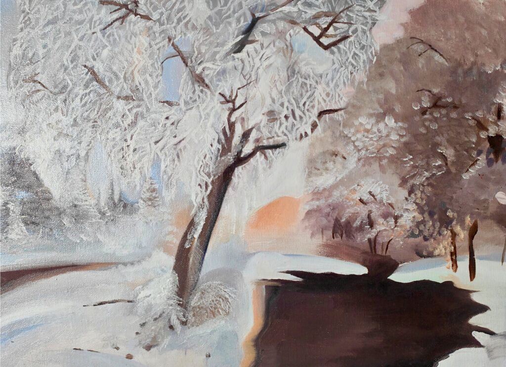 Kunst kaufen Berlin, Landschaft, Winter Szene, Ölgemälde, Realistisch originale