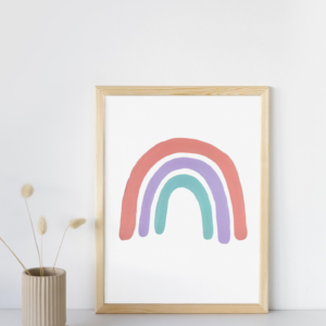 Kinderzimmer Bild Regenbogen Bonbon Rosa, Lila, Flieder, Türkis Kunstdruck